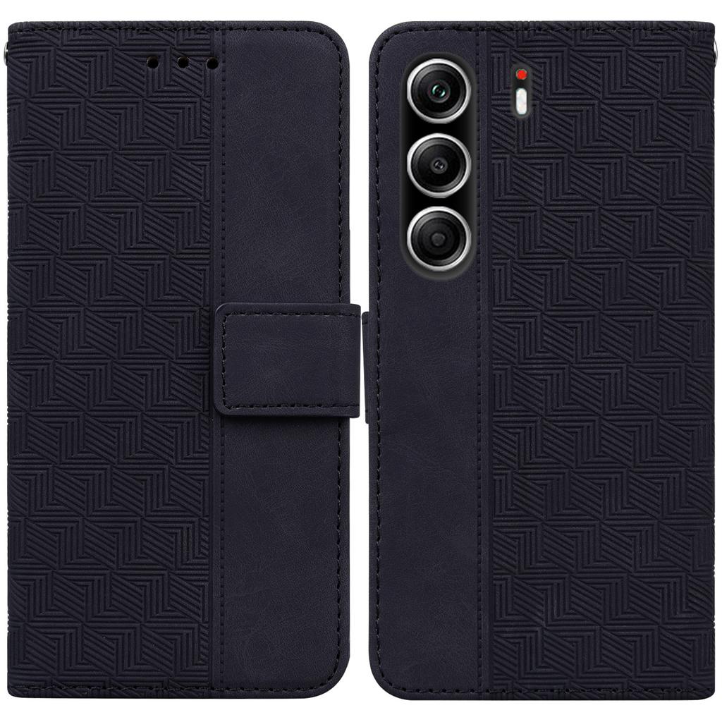 For TECNO Camon 40 Pro 5G/4G Case Geometry Pattern Leather Wallet Phone Cover with Wrist Strap