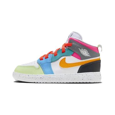Zapatillas de Baloncesto para Niños Air Jordan 1 Mid Alt SE Resistentes a la Abrasión Transpirables de Caña Alta Azul Naranja FJ3462-100