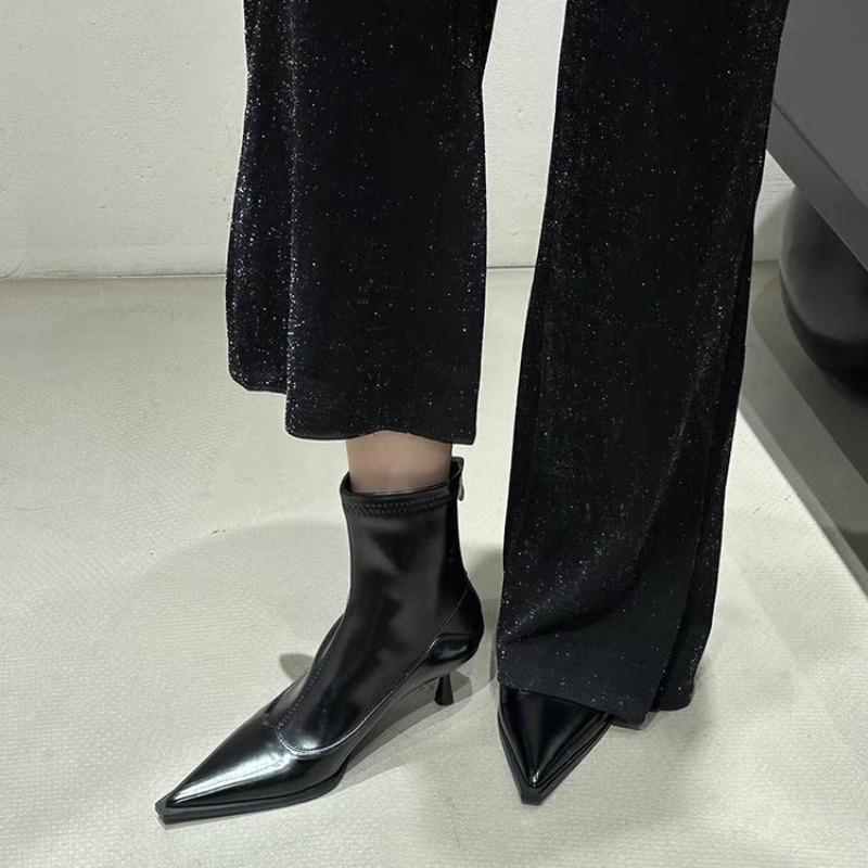 Autumn Winter Women Slim Ankle Boots Fashion Elegant Pointed Toe Shoes Thin High Heel Women's Morder Short Booties