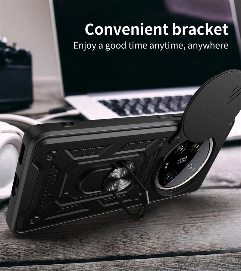 For Xiaomi Mi 14 Ultra 5G Case Slide Lens Armor Phone Case For Xiaomi Mi14 Ultra Mi 14ultra 6.73 Magnetic Holder Ring Back Cover