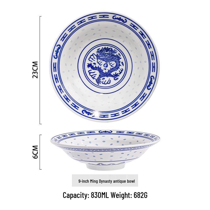Exquisite Blue and White Retro Porcelain Bowl Set for Hotel and Home Use