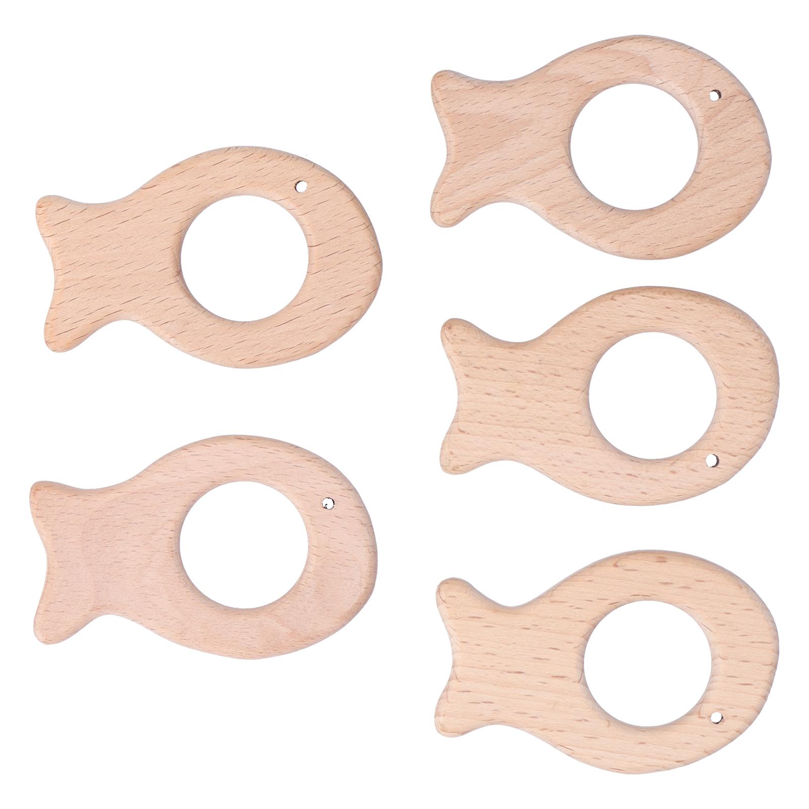 

5Pcs Baby Teething Toys Pain Relief Wooden Teether Art Craft DIY Jewelry Necklace Accessory