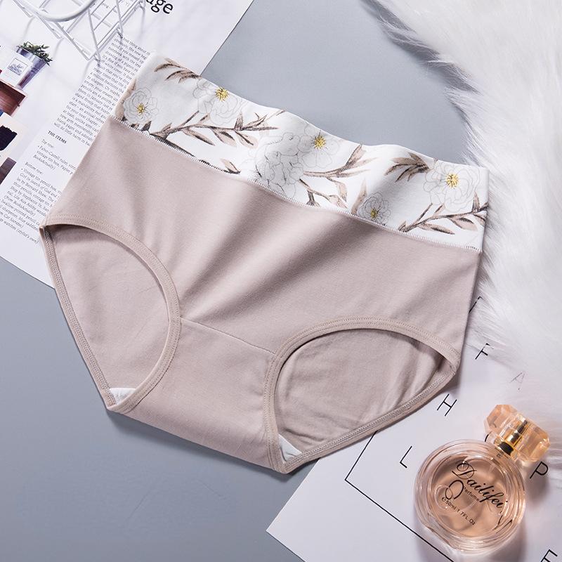 Hoch taillierte, große, bedruckte Baumwollunterwäsche, nahtlose und atmungsaktive Dreiecksunterwäsche für Mädchen