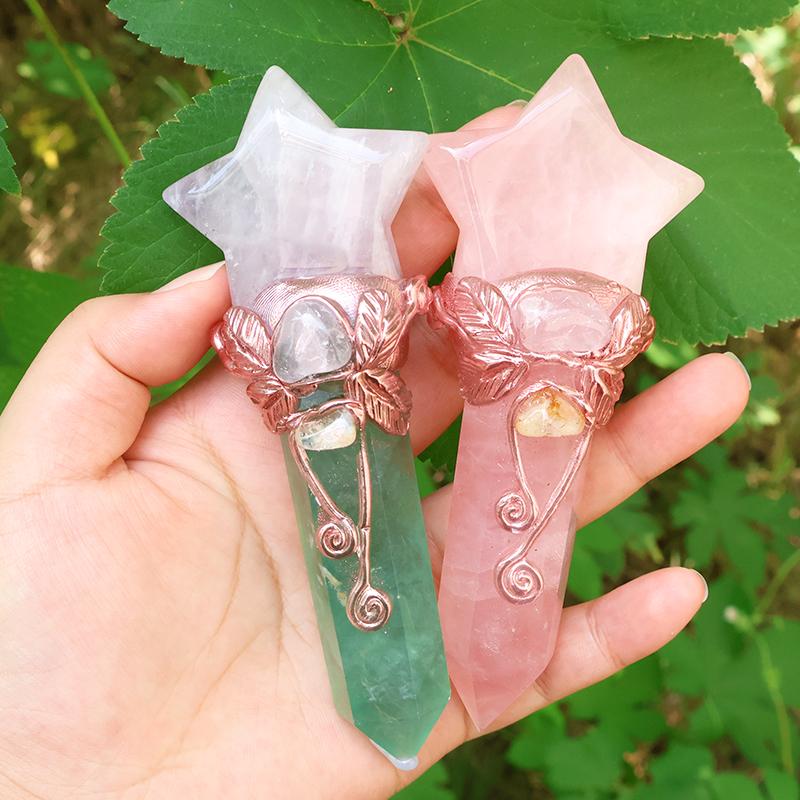 Scettro di Cristallo a Forma di Coltello, Bacchetta Magica che Unisce Cristallo a Forma di Coltello e Sfera di Cristallo, Regalo di Halloween