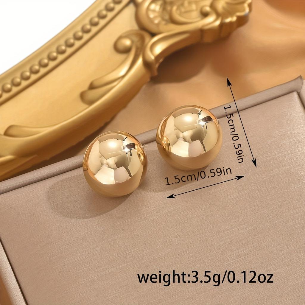 A Pair of Cool and Minimalist Golden Round Ball Earrings, Simple and Stylish, Versatile and Cute, Suitable for Daily Wear By Ladies.