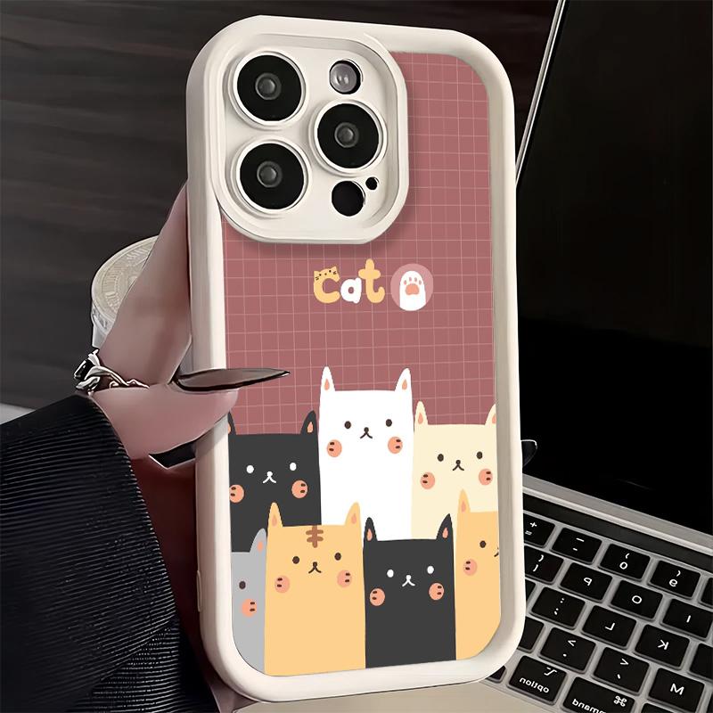 Phone Case for iPhone 17 Air 16E 15 16 Pro Max Cartoon Cute Cats Theme Cover 14 Plus 13 12 Mini Soft Shell Silicone Fundas