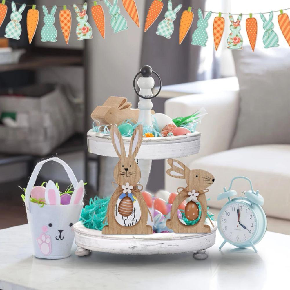 Cute Design Wooden Bunny Wooden Material Easter Standing Rabbit  Party Decorations