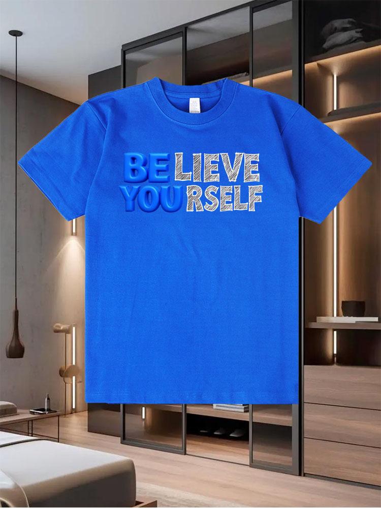 New Men's Printed T-Shirt for Summer a Trendy Street-Style Short-Sleeve Breathable Top from a Popular Brand