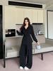2026 Plus Size Women's Slimming Casual Two-Piece Set - Spring/Autumn Minimalist Style