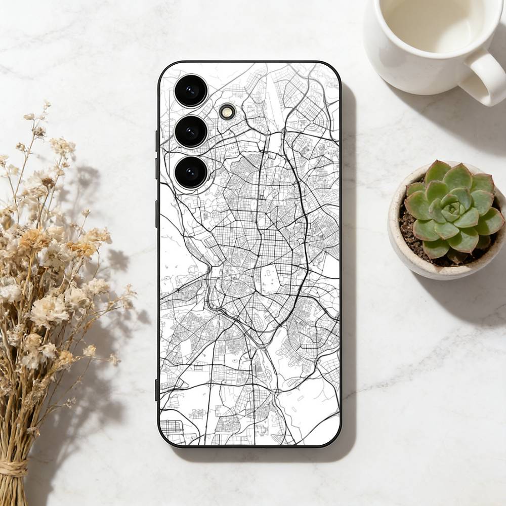 

Famous City Sketch City Map Phone Case For Samsung Galaxy A73,A72,A71,A70,A53,A52,A51,Soft Silicone Black Cover Samsung a72