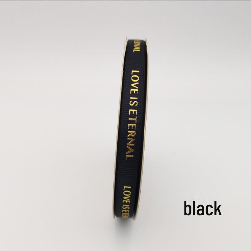 1cm Quality Heat-Set Hot Stamping Threaded Flower Packaging Ribbon with Lettering