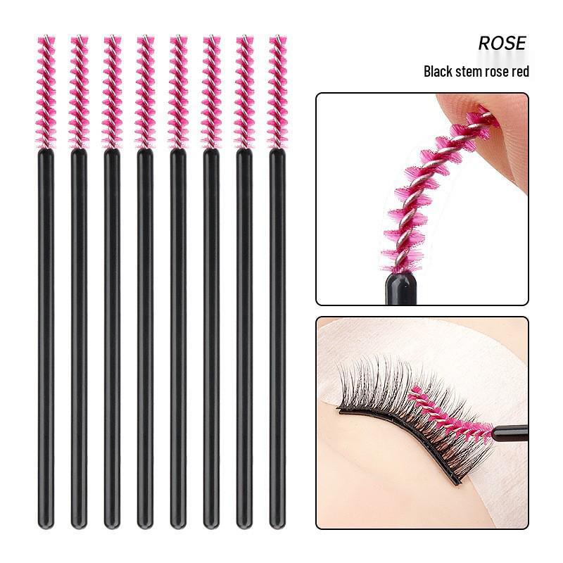 Packung mit 50 Mini-Einweg-Spiral-Wimpernbürsten - Feiner Kopf & Kamm mit geradem Kopf