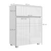 Freestanding Bathroom Storage Unit with 2 Doors, 1 Drawer, Adjustable Shelf, White Lacquered