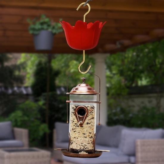 1 Set Vogelfutterhaken, sichtbarer Wasserstand gegen Ameisen, Kunststoff auf den Kopf gestellt, Regenschirmform, Wasserfutterhaken für den täglichen Gebrauch