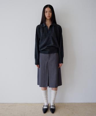 Mohe Double Waist Wool Skirt _ Gray