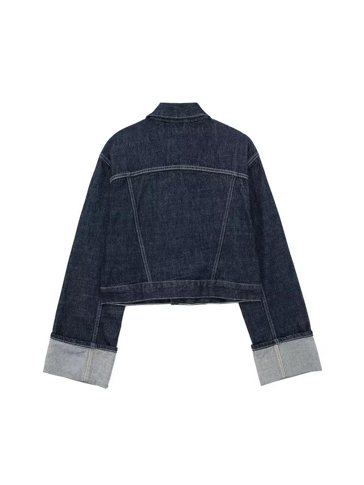 Women Fashion With Pockets Denim Blue Single Breasted Jackets Vintage Lapel Neck Long Sleeves Female Chic Lady Outfits