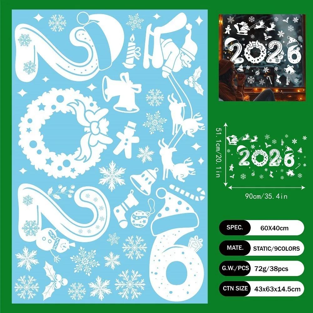 PVC Christmas Window Stickers Santa Claus Designs Snow Designs Christmas Window Decals Electrostatic Stickers Martian Designs