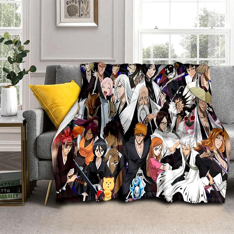 3D Bleach Kurosaki Ichigo Cartoon Anime Soft Blanket,Soft Throw Blanket for Home Bedroom Bed Sofa Travel Cover Child Gift