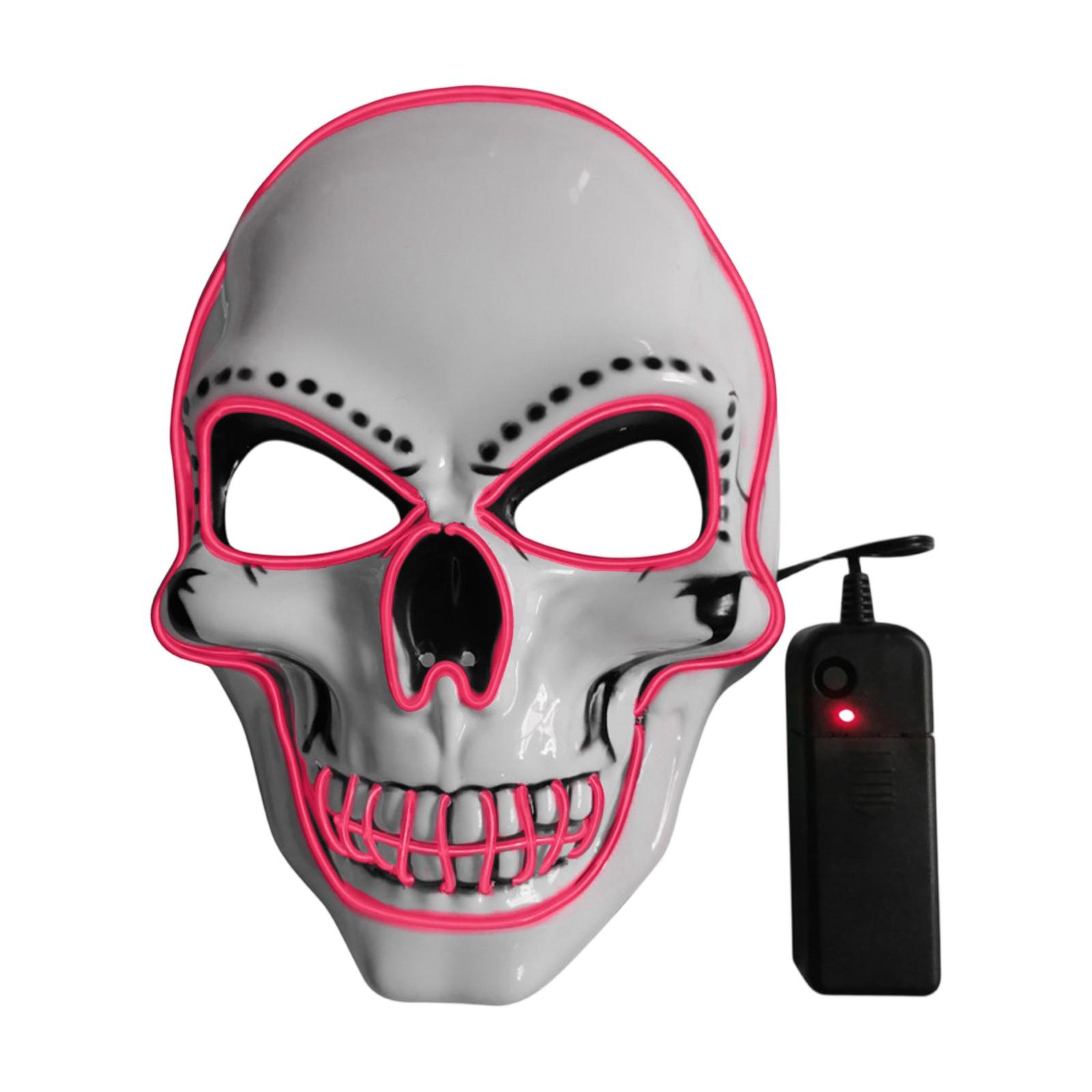 

PVC Whites Skulls Mask Led Mask Halloween Luminous Mask Holiday Party Luminous Cold Light Masks One Size рожевий