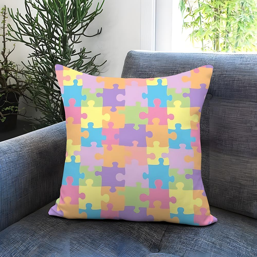 Puzzle Cushion Cover Comfortable Reversible Pillow Cover Ideal for Car Sofa Bedroom Beyond