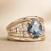 New Women's Ring, Inlaid with Blue Topaz Ring, European and American Jewelry.