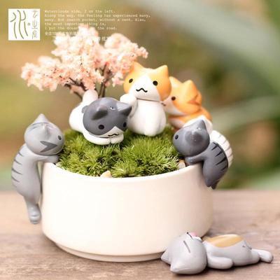 Entzückende Katzenlehrerin Sukkulententopf Moosfigurine - DIY Kuchen Dekoration