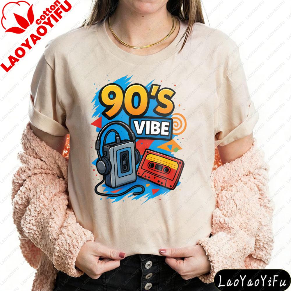 Retro 90s Style TShirt Cassette Tape And Headphones Graphic Printed Shirt Unisex Unisex Fashion Casual Crewneck Cotton Tee Tops