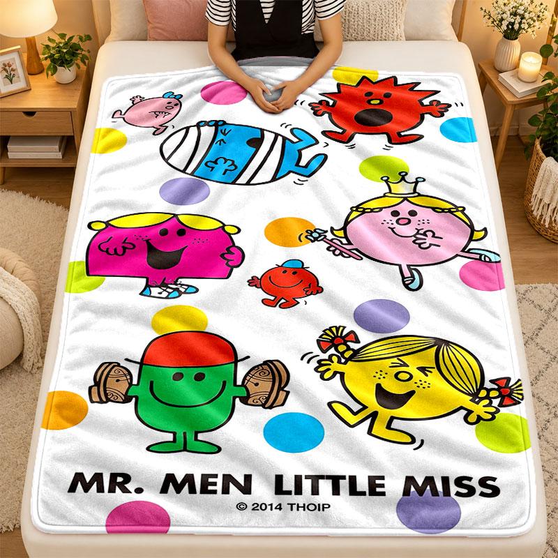 Flannel BlanketMr. Men & Little Miss Warm Soft Throw Blanket for Indoor Sofa Bed Living Room Use