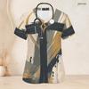 Women Plus Size V Neck Short Sleeve Printed Nurse Scrub Top With Front Pockets