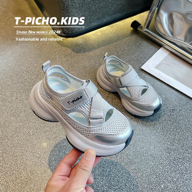Boys Sports Sandals Summer Hollow Breathable Chunky Dad Shoes Korean Style Beach Sandals for Big Kids