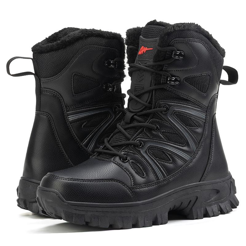 Mens Winter Boots Retro Combat Boots Anti Slip Wear-resistant Outdoor Boots High-top Non-slip Waterproof Wear-resistant Snow Boots