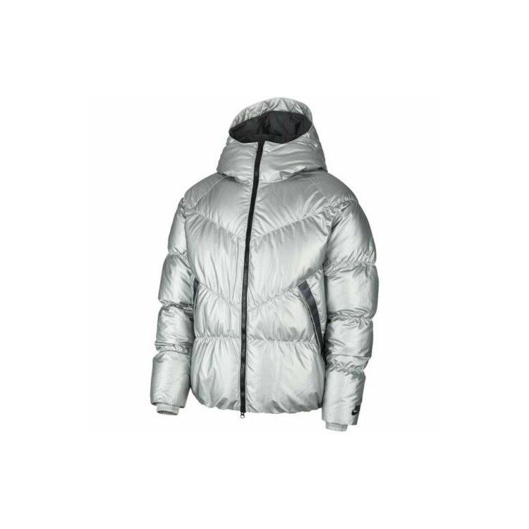 Nike Down Jackets Men's Silver Hooded Moderate Down Jacket BV4709-096