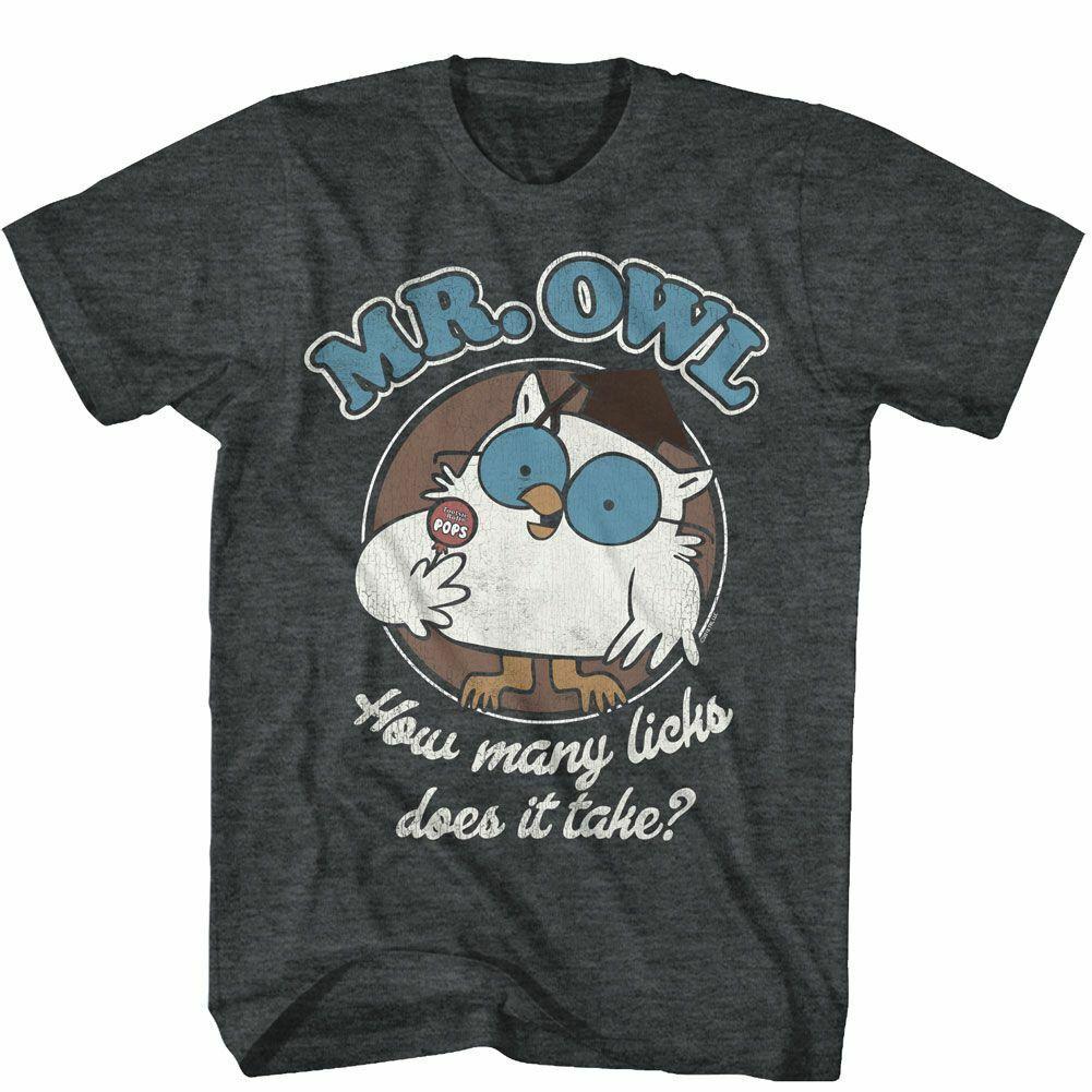 Tootsie Roll Mr. Owl Black Heather Adult T-Shirt Mens Womens Tees Top 3XL