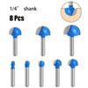 1/4 schaft Ball Nase Router Bits Ende Mühle Runde Cove Box Solide CNC Fräsen Bit