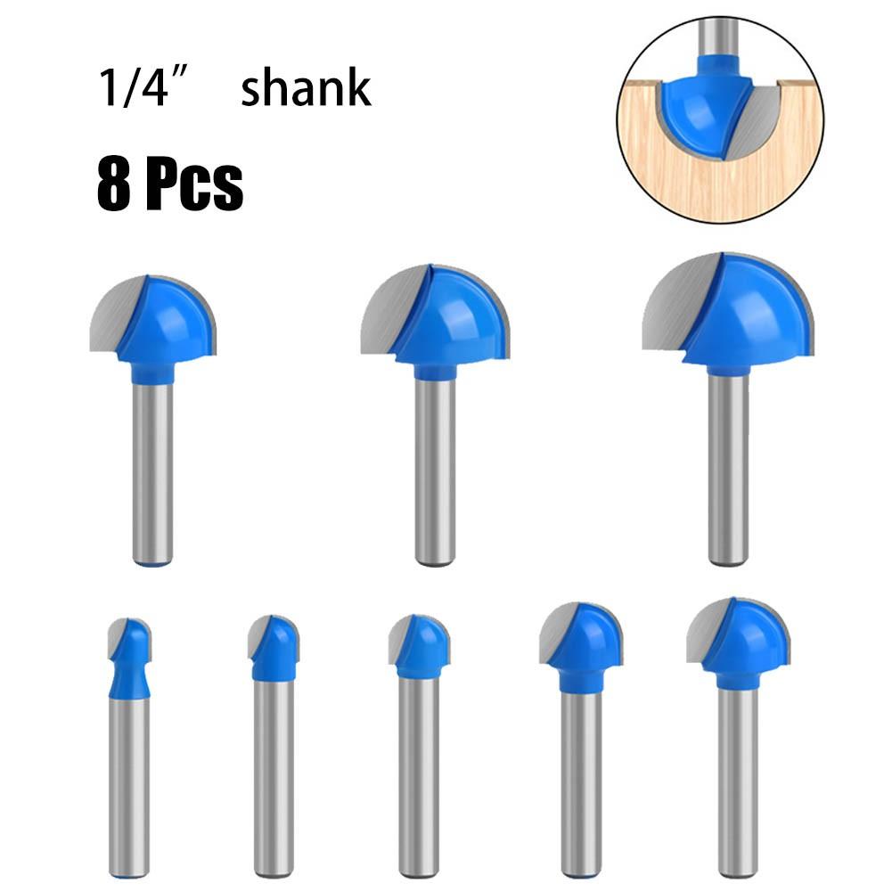 1/4 Shank Ball Nose Router Bits End Mill Round Cove Box Solid CNC Milling Bit