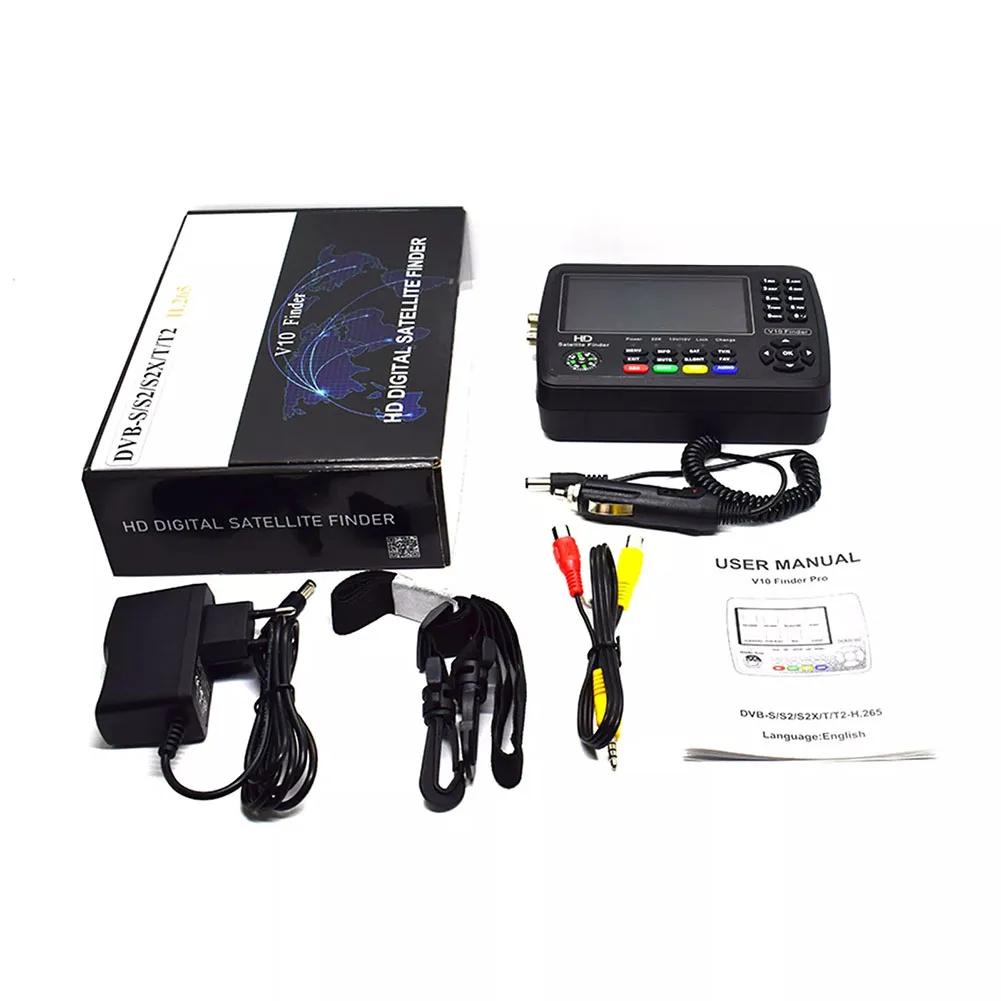 V10 Digital Satfinder Meter with Full HD For 1080P LCD Display Support DVB-S X T T2 C and H.265 Video Decoding Standards