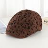 American Retro Street Leopard Print Forward Hat Female Autumn Spice Girl Style Show Face Small Beret Personality Big Head Circumference Hat