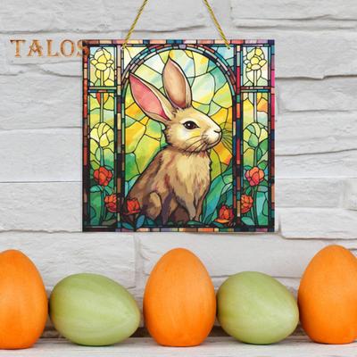 Easter Pendant Hanging Decoration with Lanyard Easy To Hang Rabbit Pattern Design Wide Application Window Acrylic Pendant