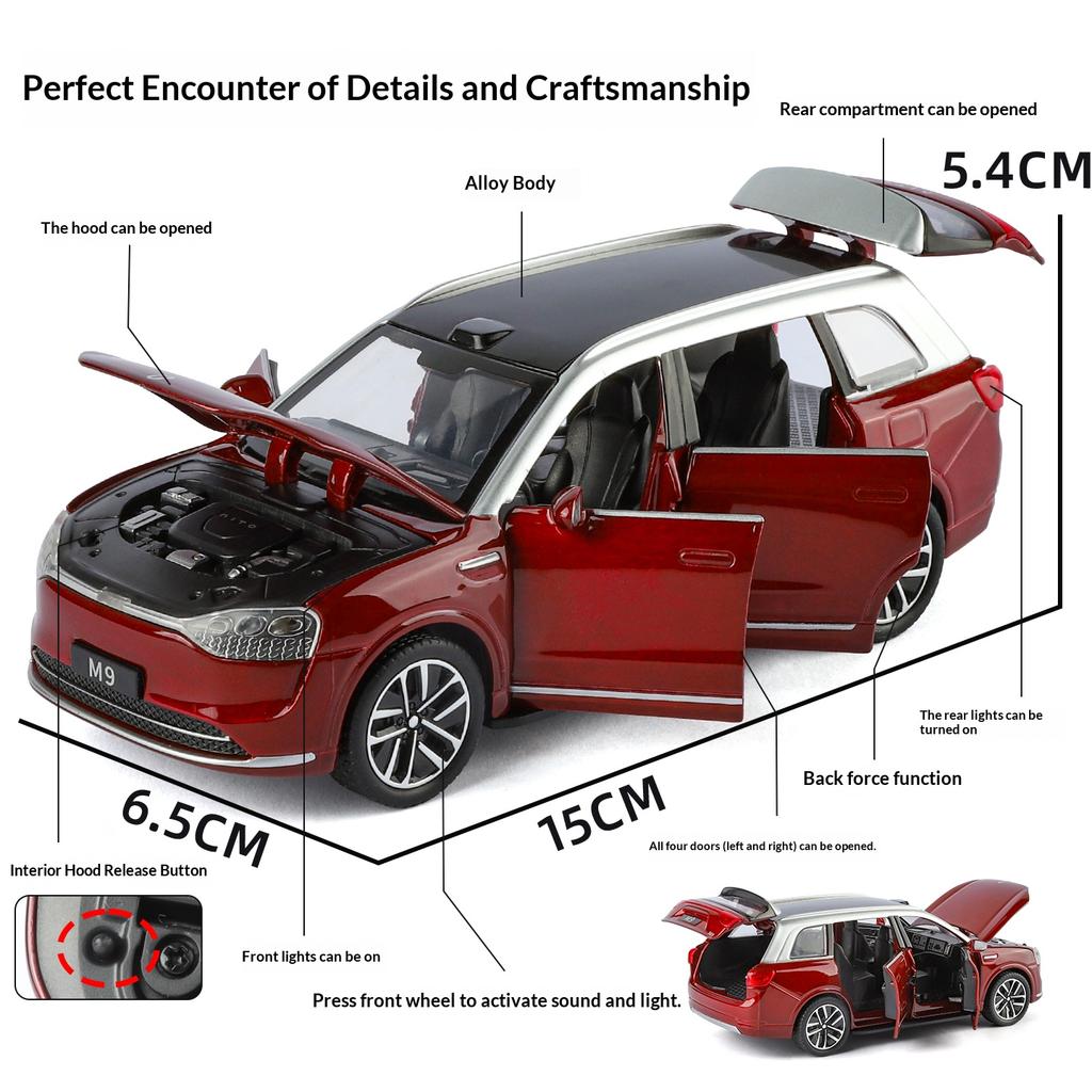 1:32 Wenjie M9 New Energy Alloy Car Imitating Real Car Model Collection Ornaments Boy Toy Off-road Vehicle Gift