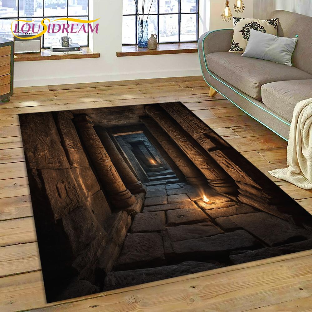 3D Illusion God's Temple Door Gate Carpet Rug for Living Room Bedroom Home Sofa Decoration,Kids Play Area Rug Non-slip Floor Mat