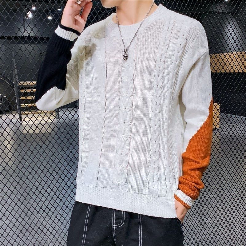 Pánský zimní svetr patchworkový módní svetr Pánský pletený teplý svetr Pánský pulovr Pletený top Podzim Zima Nový