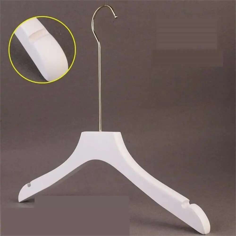 5PCS White Lady Garment Hangers White Wooden Store Chothing Display Hanger Golden Hook Korean Version Custom Logo Engraved