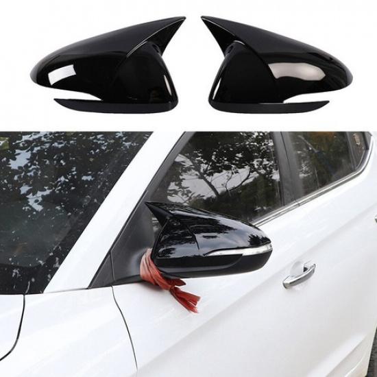 Side Rear View Mirror Cover Cap Trim For Hyundai Elantra 2017-2020 Glossy Black