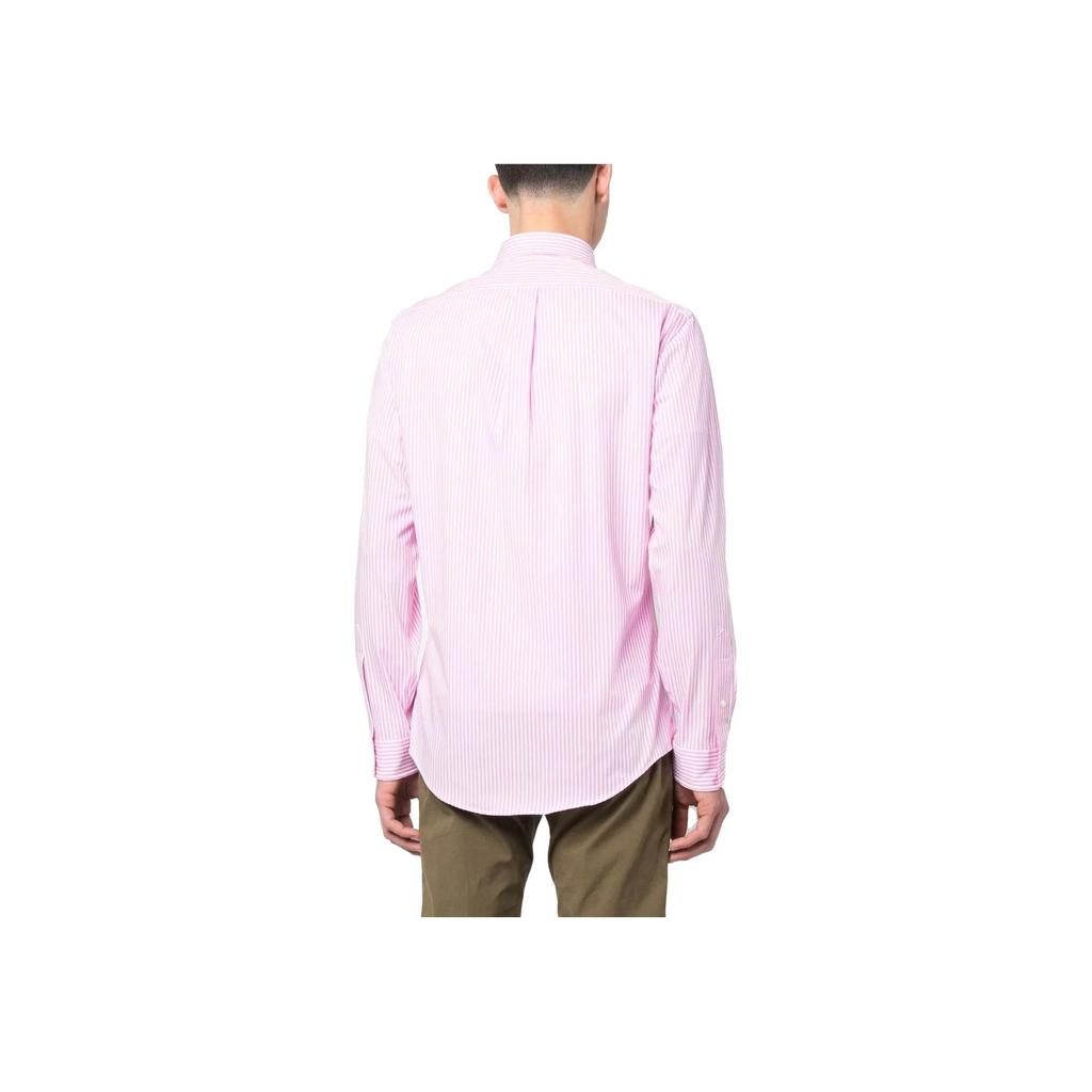 Polo Ralph Lauren SS23 Logo Geborduurd Gestreept Button-Down Casual Overhemd Heren shirts Roze 710859881-002