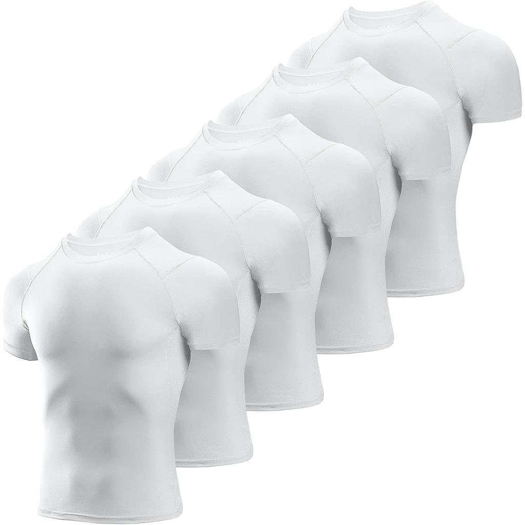 Men's Compression Shirts 5 Pack,Short Sleeve Athletic Compression Tops Cool Dry Workout T Shirt