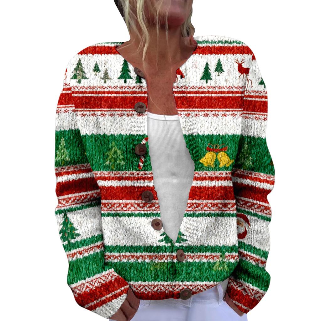 LLL-YK01 Christmas Crew Neck Cardigan Sweater 3D Printing