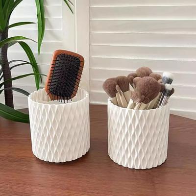 360° Drehbarer Make-up-Pinselhalter Organizer Große Kapazität Pinselaufbewahrungseimer für Lippenstift Augenbrauenstift Lidschatten