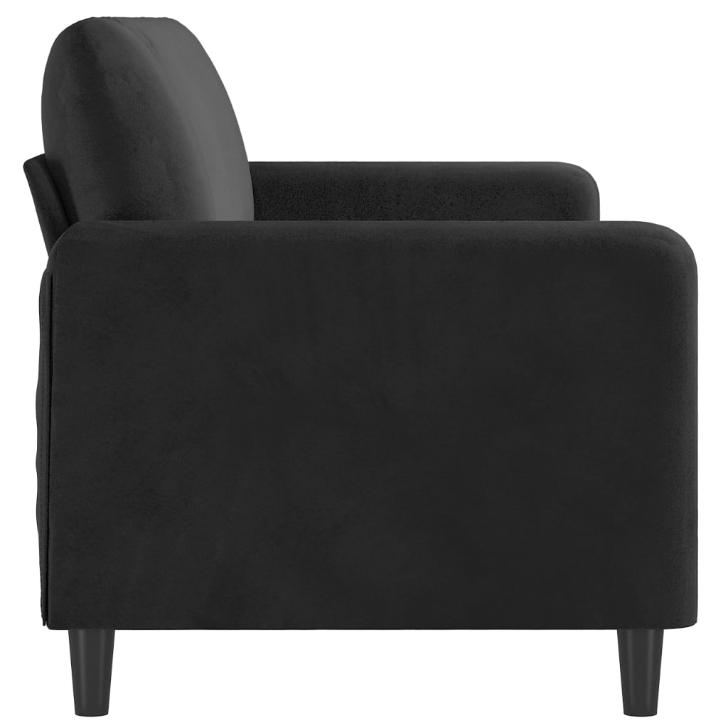 Vidaxl 3-Seater Sofa, Black, 180 Cm, Upholstered In Velvet