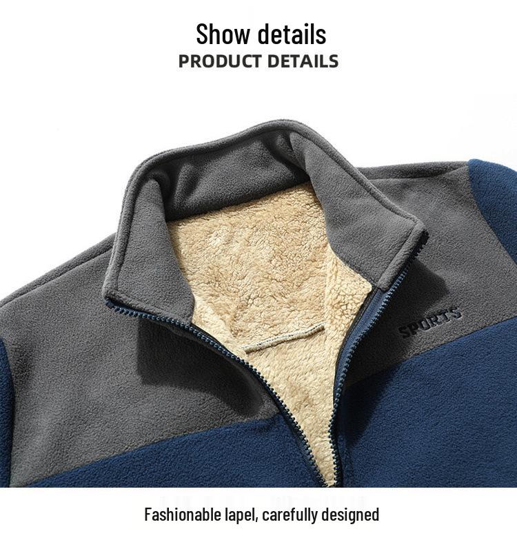 Męska kurtka zimowa plus size z podszewką z polaru – Pogrubiona, ciepła odzież wierzchnia