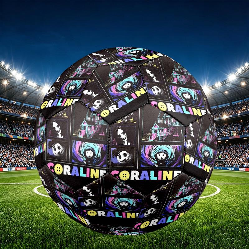 Coraline Print Size 5 Soccer Ball, PU Wear Resistant Football for Match Training and Daily Practice, Birthday Gift for Soccer Fans
